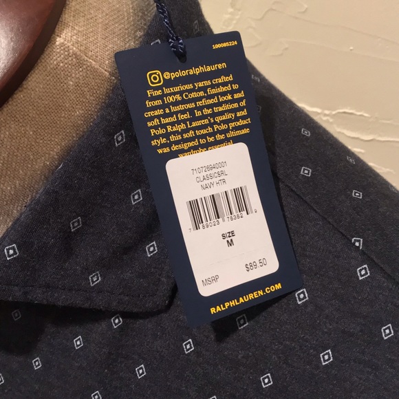 Polo Ralph Lauren Men Blue & White Golf Polo Shirt - Picture 3 of 4